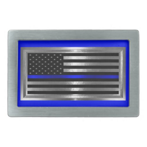 Law Enforcement Blue Stripe Flag Belt Buckle