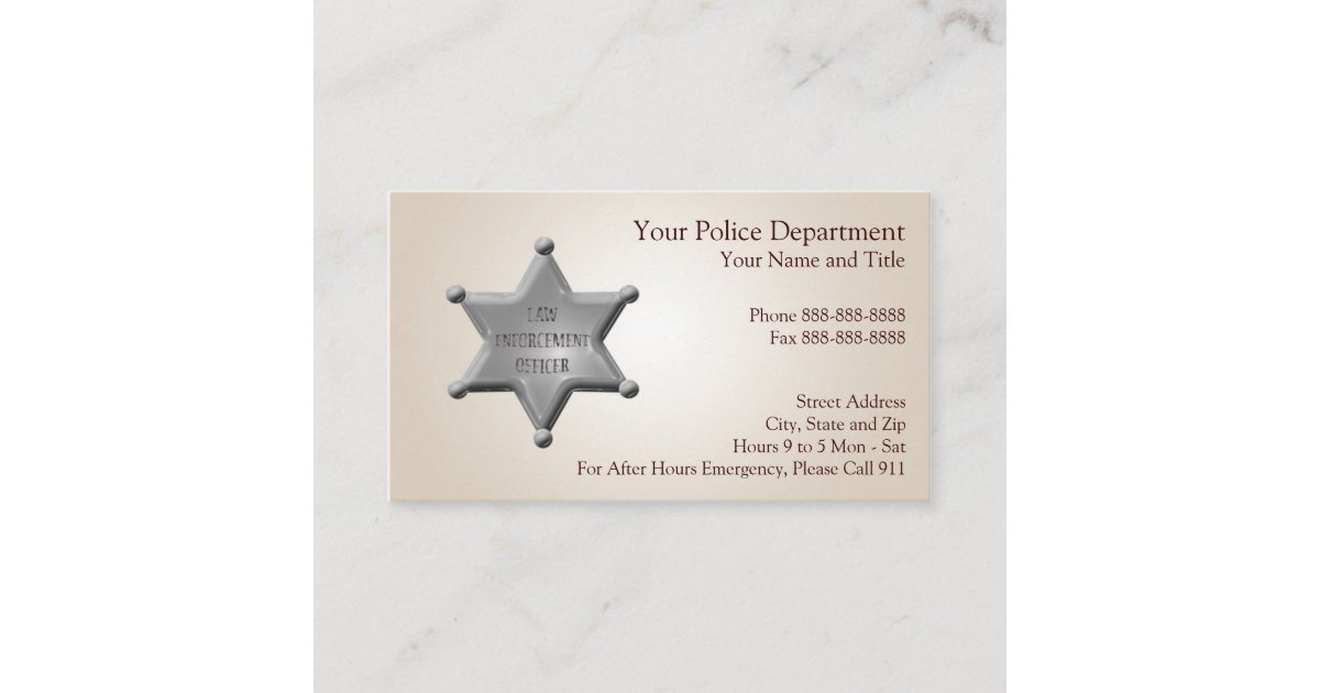 Law Enforcement Business Card Zazzle