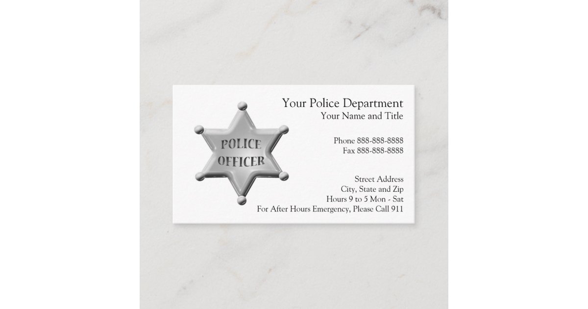 Law Enforcement Business Card Zazzle