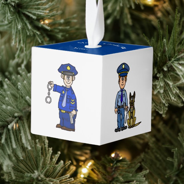 Law Enforcement Christmas Cube Ornament (Tree)