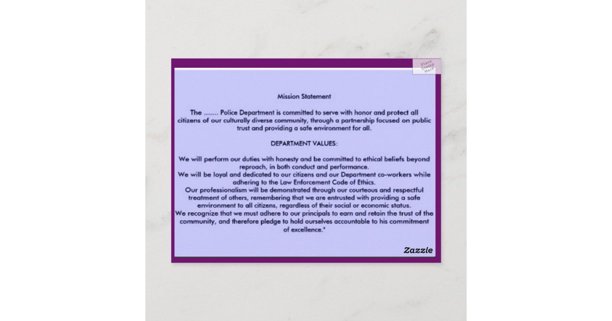 LAW ENFORCEMENT CODE OF ETHICS POSTCARD | Zazzle
