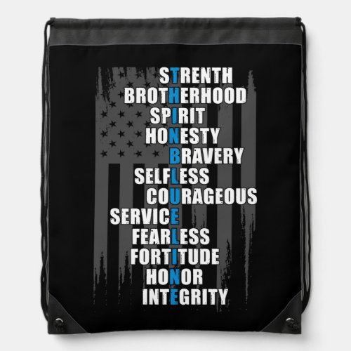 Law Enforcement Flag Police Appreciation Drawstring Bag