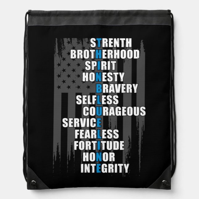 Law Enforcement Flag Police Appreciation Drawstring Bag (Front)