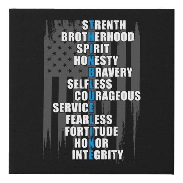 Law Enforcement Flag Police Appreciation Faux Canvas Print (Front)