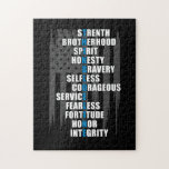 Law Enforcement Flag Police Appreciation Jigsaw Puzzle<br><div class="desc">Law Enforcement Flag Police Appreciation. This awesome honors those who protect us from harm. The qualities of our best law enforcement heroes are displayed,  including courage,  honesty,  strength and bravery.</div>