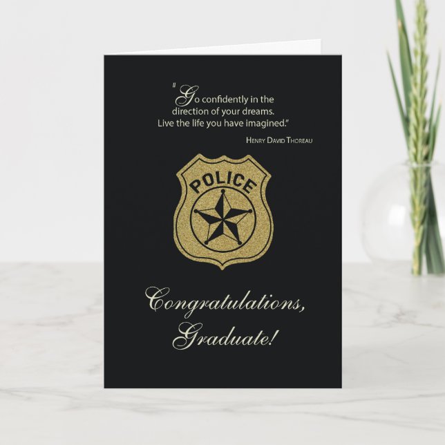 Law Enforcement Graduation Congratulations Black Card (Front)