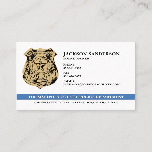 Law Enforcement Officer Logo Police Department Business Card (Front)
