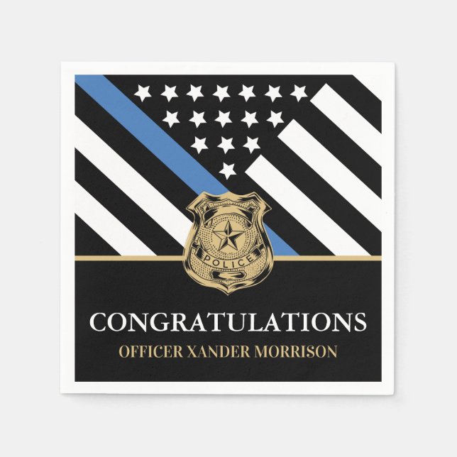 Law Enforcement Officer Police Graduation Napkins (Front)