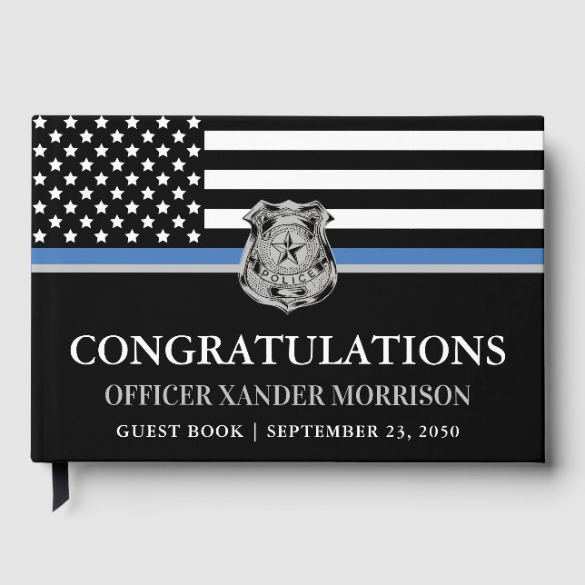 Law Enforcement Officer  Police Graduation Party Guest Book (Front)