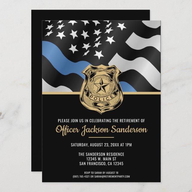 Law Enforcement Officer Police Retirement Party Invitation (Front/Back)