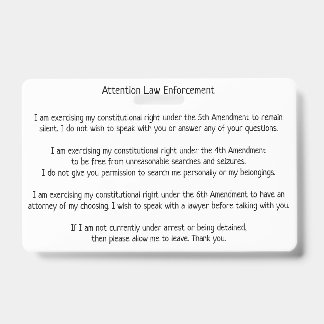 Law Enforcement Patrol Stop Know Your Rights Card Badge