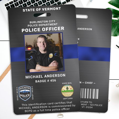 Law Enforcement Personalized Photo Police ID Card Badge