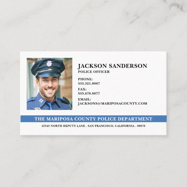  Law Enforcement Photo Police Officer Department Business Card (Front)