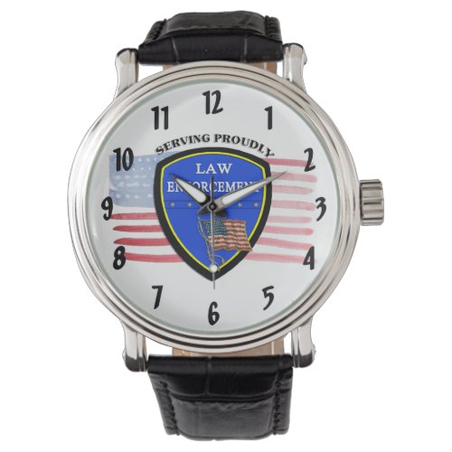 Law Enforcement Police American Flag  Watch