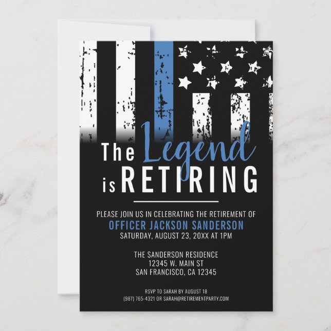 Law Enforcement Police Department Retirement Party Invitation (Front)