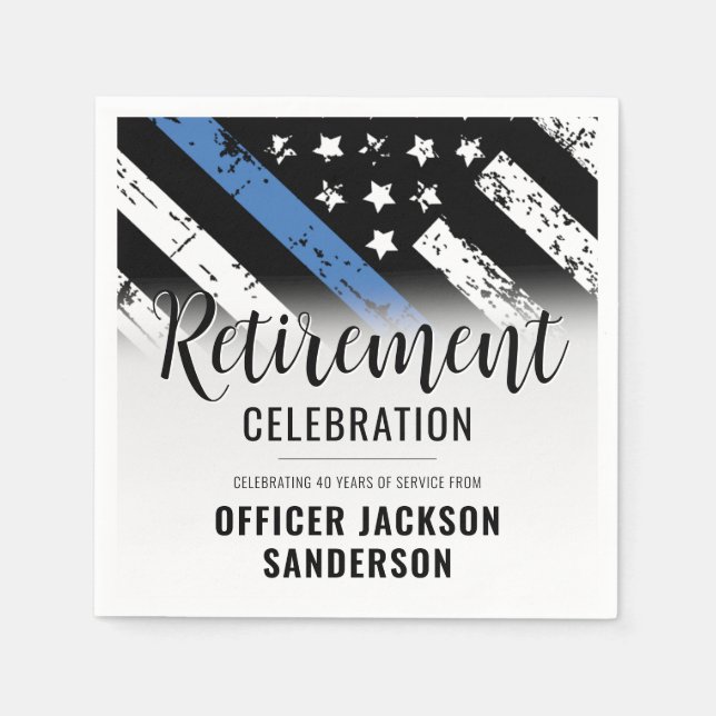 Law Enforcement Police Department Retirement Party Napkins (Front)