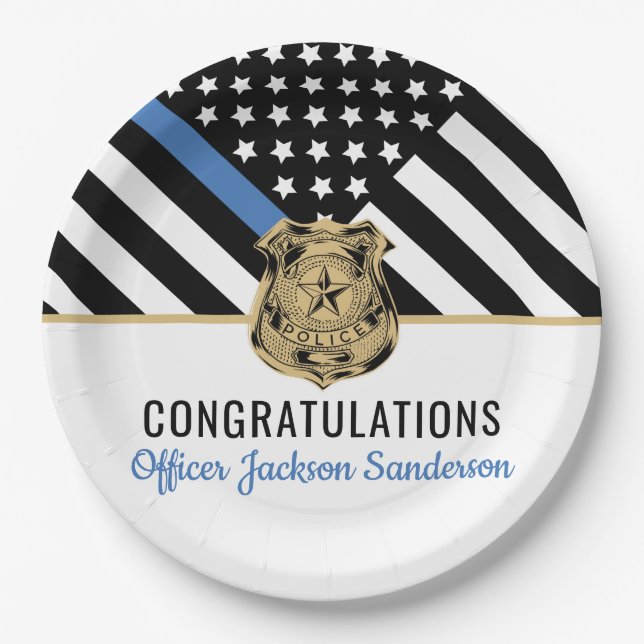 Law Enforcement Police Department Retirement Party Paper Plates (Front)