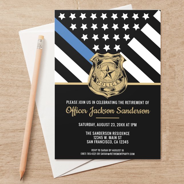 Law Enforcement Police Department Retirement Photo Invitation (Perfect invitations to invite guests to honor the retiring police and law enforcement officer.)