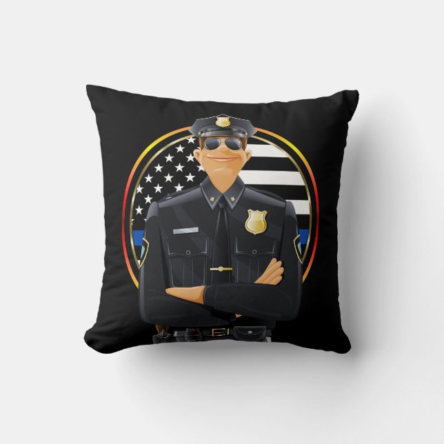 Law Enforcement Police Officer Throw Pillow (Front)