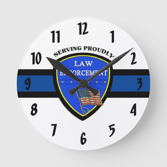 Law Enforcement Police   Round Clock (Front)