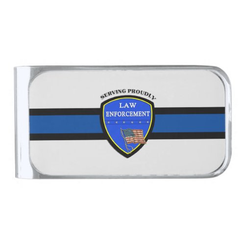 Law Enforcement Police   Silver Finish Money Clip