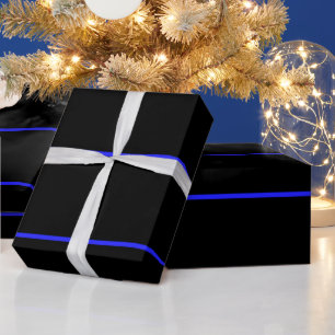 Law Enforcement Police Thin Blue Line Wrapping Paper