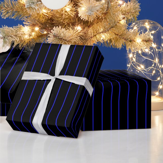 Law Enforcement Police Thin Blue Line Wrapping Paper (Holidays)