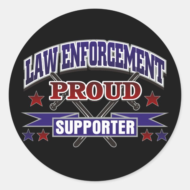 Law Enforcement Proud Supporter Classic Round Sticker (Front)
