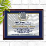 Law Enforcement Retirement Award Plaque<br><div class="desc">Classic thin blue line police flag in the background of this beautiful retirement keepsake. Be sure to edit all the text fields to make it 100% personalized.</div>