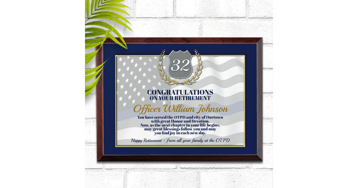 Law Enforcement Retirement Award Plaque Zazzle 