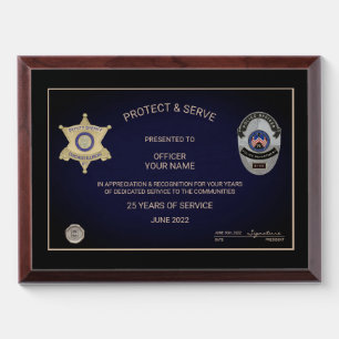 Law Enforcement Retirement Award Plaque