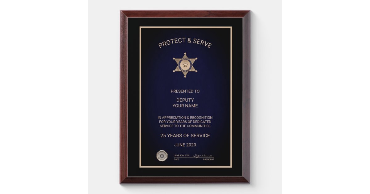 Law Enforcement Retirement Award Plaque | Zazzle.com