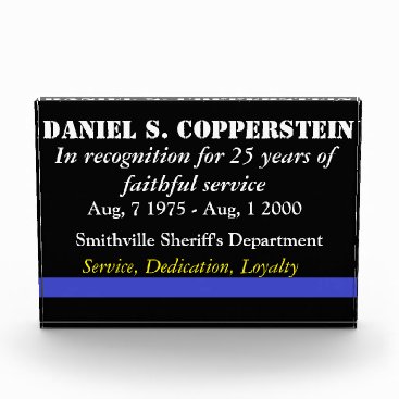 Law enforcement retirement plaque