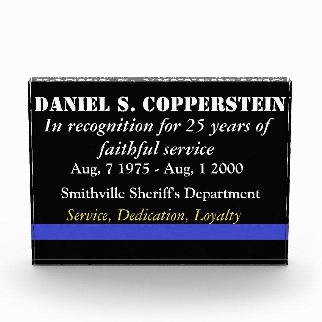 Law enforcement retirement plaque (Front)