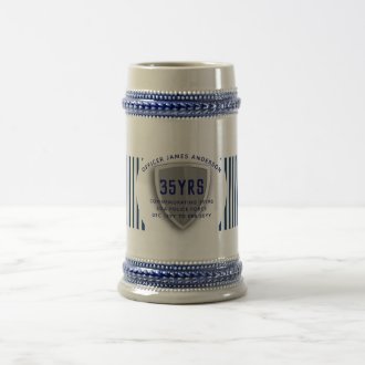 Law Enforcement Retirement Shield Personalized Beer Stein