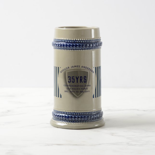 Law Enforcement Retirement Shield Personalized Beer Stein (Center)