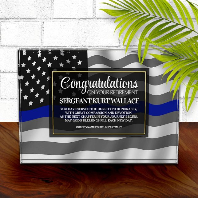 Law Enforcement Retirement Thin Blue Line Acrylic Award (Creator Uploaded)