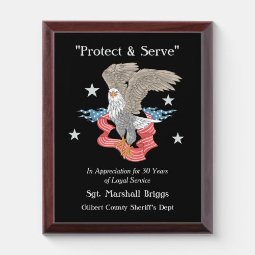 Law Enforcement Service Appreciation Award Plaque