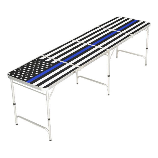 Law Enforcement Themed American Flag Beer Pong Table (Angled)