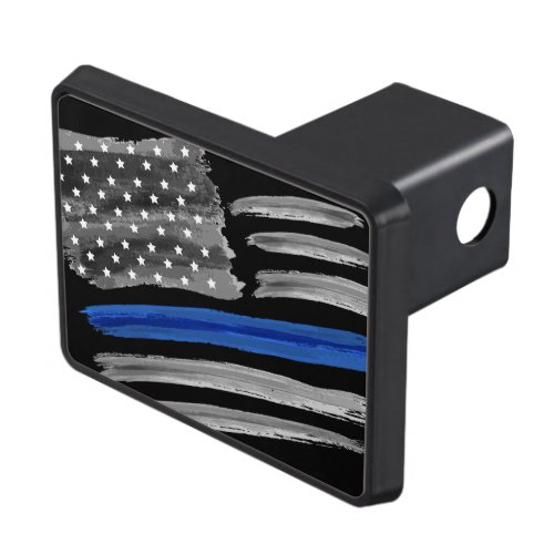 Law Enforcement Thin Blue Line American Flag Hitch Cover