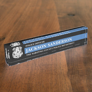 Law Enforcement Thin Blue Line Police Department Desk Name Plate