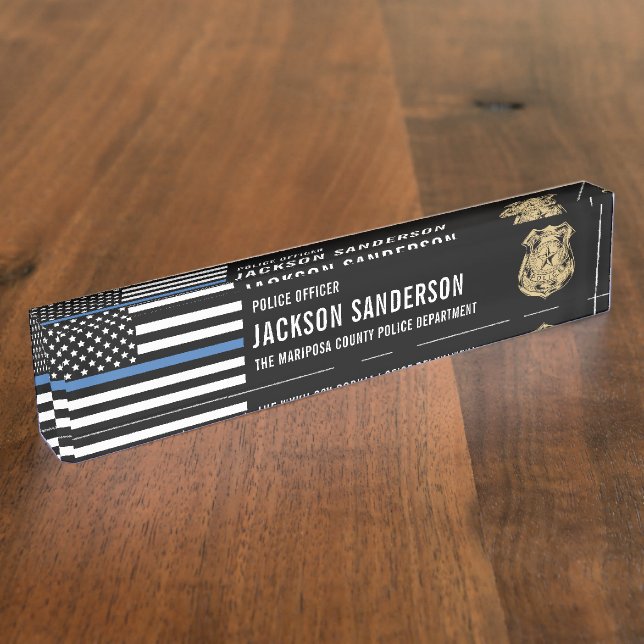  Law Enforcement Thin Blue Line Police Department Desk Name Plate (Side)