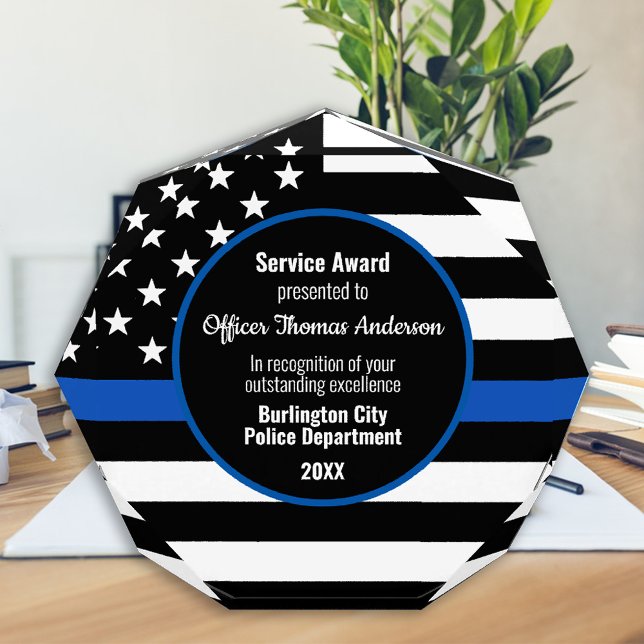 Law Enforcement Thin Blue Line Police Officer Acrylic Award (Creator Uploaded)