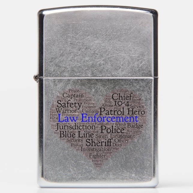 Law Enforcement Word Cloud Zippo Lighter (Front)