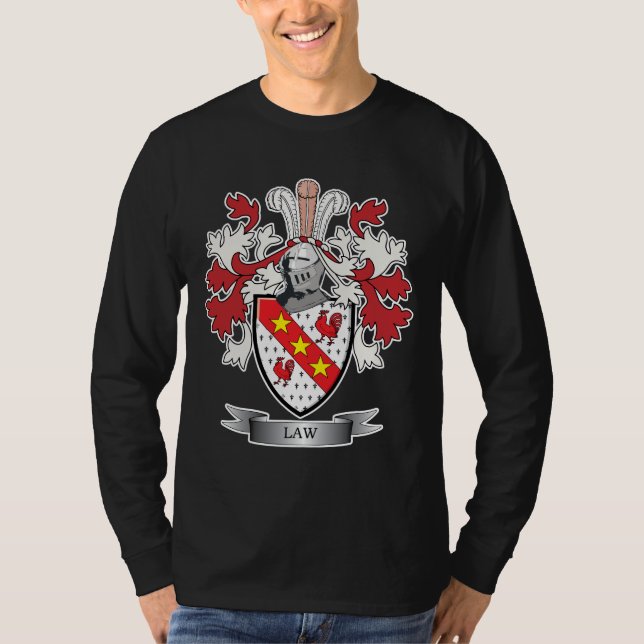 Law Family Crest Coat of Arms T-Shirt (Front)