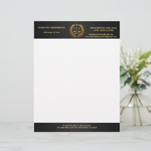 Law farm | Elegant Black & Gold Lawyer Letterhead