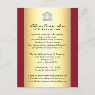 Law Firm Announcement Cards - Merlot Red