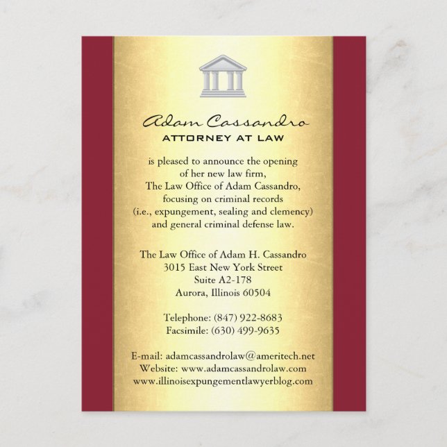 Law Firm Announcement Cards - Merlot Red (Front)