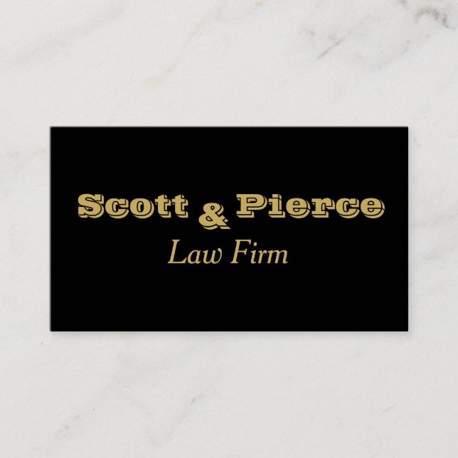 Law Firm Black Bold Gold Letters Business Card (Front)