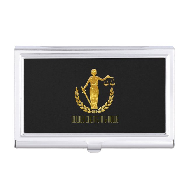 Law Firm Gold Personalize Business Card Case (Front)